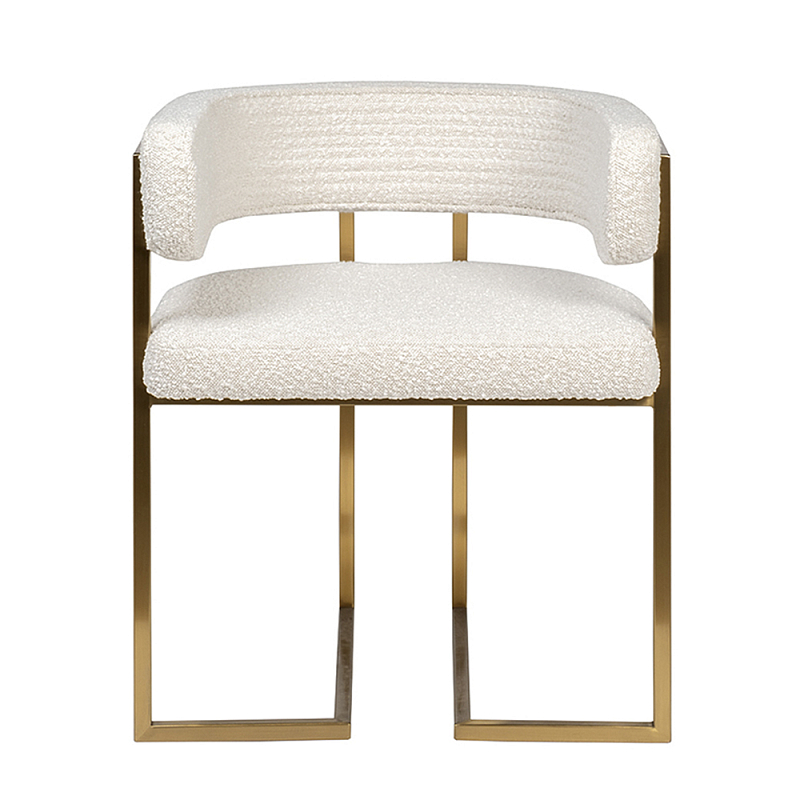 Стул букле бежевый с каркасом цвета матовое золото Tactility Бежевый матовое золото в Волгограде | Loft Concept 