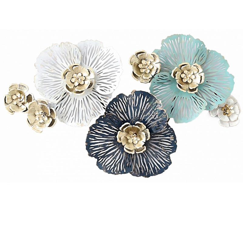Панно настенное Blank Sheet Flowers Золотой Белый Синий Панно настенное Blank Sheet Flowers Золотой Белый Синий в Волгограде | Loft Concept