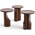 Круглый приставной стол из массива ореха Balu Wooden Side Table варинант исполнения - 5 | Loft Concept в Волгограде