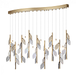 Люстра с золотистыми трубками и прозрачными стеклянными листьями на подвесах Sylva  варинант исполнения - 3 | Loft Concept в Волгограде