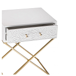 Приставной столик с выдвижным ящиком  White Table Carved Pattern варинант исполнения - 2 | Loft Concept в Волгограде