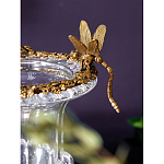 Ваза из прозрачного стекла на бронзовой подставке с ободком и ручками в виде стрекоз Eden Garden варинант исполнения - 3 | Loft Concept в Волгограде