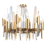 Люстра с вертикальными стеклянными элементами и металлическим каркасом цвета Латунь Vertical Glass варинант исполнения - 2 | Loft Concept в Волгограде
