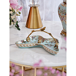 Блюдо из голубого фарфора с бронзовой ручкой в виде ветки Blue Garden варинант исполнения - 3 | Loft Concept в Волгограде