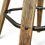 Барный стул со спинкой и металлической подставкой на 4-х деревянных ножках Коричневый Велюр Vendramin Chair варинант исполнения - 3 | Loft Concept в Волгограде