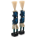 Комплект из 2-х деревянных статуэток Asmat Straw Headdress Statuettes Blue Red варинант исполнения - 2 | Loft Concept в Волгограде