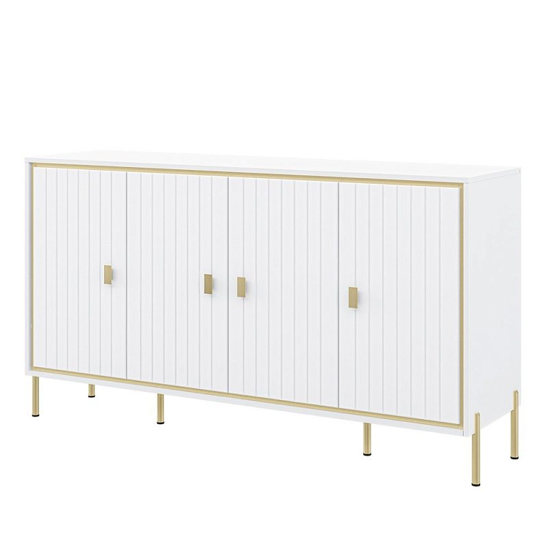 Консоль четырёхдверная с полками Antique Order Белый Золотой в Волгограде | Loft Concept 