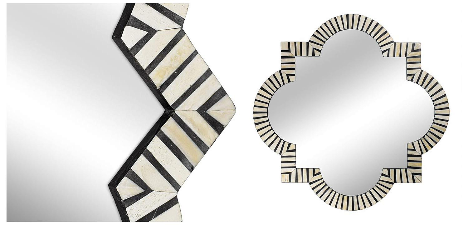 Зеркало Bone Inlay Mirror black and white Зеркало Bone Inlay Mirror black and white - Loft-Concept в Волгограде