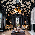 Обои ручная роспись в стиле Арт-деко Symphony Original colourway on Flint silk dupion варинант исполнения - 1 | Loft Concept в Волгограде