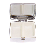 Таблетница карманная квадратная с 2-мя отделениями с зеркалом и накладкой из натурального камня Пегматит Silver Stone Pillboxes варинант исполнения - 3 | Loft Concept в Волгограде