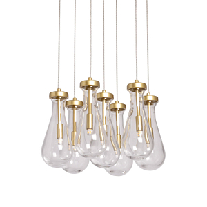 Люстра с 7-ю прозрачными плафонами из стекла в форме капли Lucid Rain 