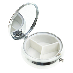 Таблетница карманная круглая с 3-мя отделениями с зеркалом и накладкой из натурального камня Содалит Silver Stone Pillboxes варинант исполнения - 2 | Loft Concept в Волгограде