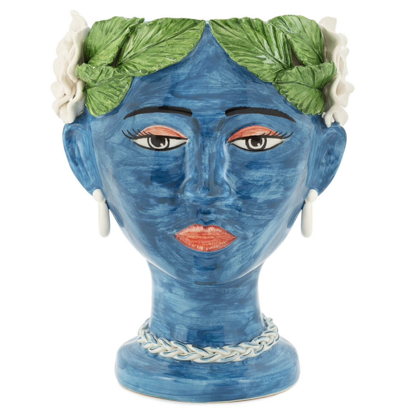 Ваза VASE HEAD SELVA COLOR dark blue Синий Зеленый Ваза VASE HEAD SELVA COLOR dark blue Синий Зеленый в Волгограде | Loft Concept