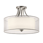 Потолочный светильник с двойным цилиндрическим плафоном из белого стекла и прозрачной органзы Kichler варинант исполнения - 12 | Loft Concept в Волгограде