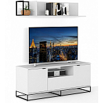 ТВ-тумба белая с  2-мя дверцами и ящиком Strict Lines варинант исполнения - 5 | Loft Concept в Волгограде