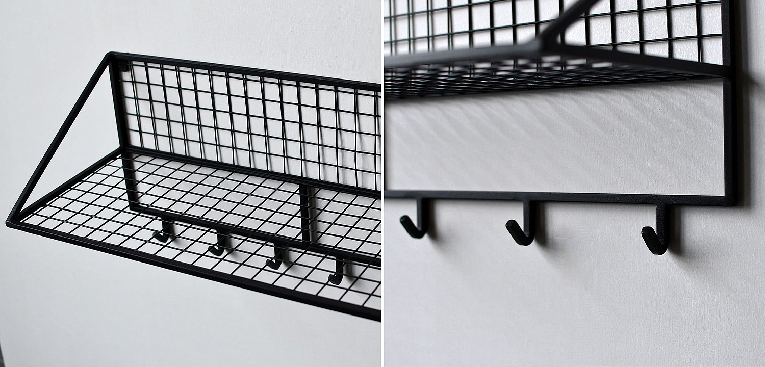 Вешалка с полкой Rhian Industrial Metal Rust Shelf Black Вешалка с полкой Rhian Industrial Metal Rust Shelf Black - Loft-Concept в Волгограде