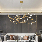 Люстра в виде золотой ветки с цветами Glass Flower Pendant Light варинант исполнения - 4 | Loft Concept в Волгограде