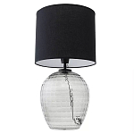 Настольная лампа с черным цилиндрическим тканевым абажуром и фактурным прозрачным основанием Black Cone варинант исполнения - 2 | Loft Concept в Волгограде