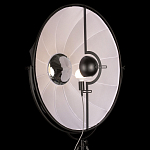 Торшер в виде прожектора с круглым тканевым абажуром на треноге черного цвета Radiance Éclat варинант исполнения - 5 | Loft Concept в Волгограде