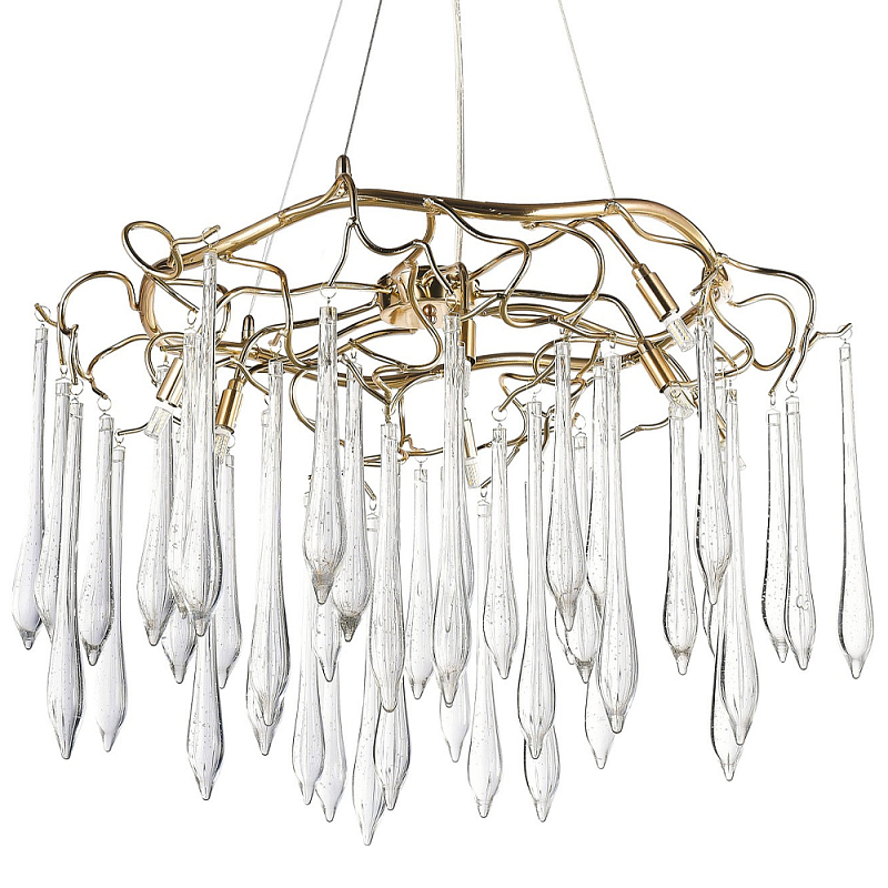 Люстра с хрустальными подвесками в виде капель Droplet Crystal Gold Chandelier 8 Золотой Прозрачный Люстра с хрустальными подвесками в виде капель Droplet Crystal Gold Chandelier 8 Золотой Прозрачный в Волгограде | Loft Concept