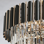 Люстра из черного металла с многоярусными подвесками из прозрачного хрусталя на золотой цепи Empire Black Chandelier Crystal варинант исполнения - 10 | Loft Concept в Волгограде