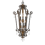 Люстра бронзового цвета с 6-ю лампами и стеклянными подвесками в классическом стиле Quoizel варинант исполнения - 1 | Loft Concept в Волгограде