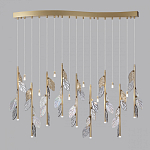 Люстра с золотистыми трубками и прозрачными стеклянными листьями на подвесах Sylva  варинант исполнения - 4 | Loft Concept в Волгограде