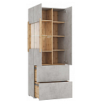 Шкаф-витрина двухдверная с фасадом цвета серый бетон Grace of Furniture варинант исполнения - 3 | Loft Concept в Волгограде