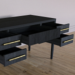 Большой Рабочий стол Primo с 5 выдвижными ящиками Черный дуб варинант исполнения - 7 | Loft Concept в Волгограде