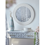 Зеркало круглое инкрустированное раковинами устриц Bone Inlay Dome Mirror White варинант исполнения - 2 | Loft Concept в Волгограде