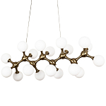 Линейная люстра с плафонами из стеклянных шаров Pearls Suspension Linear Brass Chandelier варинант исполнения - 3 | Loft Concept в Волгограде