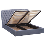 Кровать двуспальная серая с основанием из массива дерева с мягким изголовьем Velour Beds варинант исполнения - 2 | Loft Concept в Волгограде