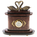Часы настольные из натурального камня с декором в виде двух лебедей Swans Stone Clock варинант исполнения - 5 | Loft Concept в Волгограде