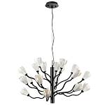 Люстра подвесная черного цвета с ветвями и белыми фарфоровыми цветами Floralis варинант исполнения - 7 | Loft Concept в Волгограде
