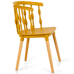 Пластиковый стул на ножках из массива бука Ferret Spiral Mustard варинант исполнения - 3 | Loft Concept в Волгограде