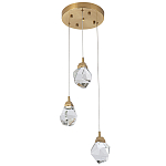 Подвесной светильник с 3-мя хрустальными плафонами Esme Crystal Brass Trio Hanging lamp варинант исполнения - 3 | Loft Concept в Волгограде