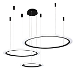 Люстра подвесная светодиодная с тремя черными кольцами и пультом управления Ring Horizontal варинант исполнения - 2 | Loft Concept в Волгограде