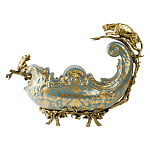 Чаша голубого цвета с оранментом и и бронзовыми фигурами леопардов Eden Garden варинант исполнения - 3 | Loft Concept в Волгограде