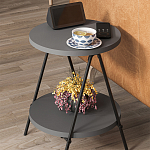Стол приставной с 2-мя круглыми столешницами цвета антрацит ESSEL SIDE TABLE ANTHRACITE варинант исполнения - 7 | Loft Concept в Волгограде