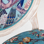 Барный стул из массива бука с изображением птиц и цветов Turquoise Beige Chinoiserie Garden Chair варинант исполнения - 3 | Loft Concept в Волгограде