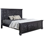 Двуспальная кровать из массива манго с резьбой Vega Grey Mango Bed варинант исполнения - 1 | Loft Concept в Волгограде