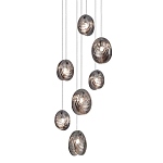 Люстра каскадная с 7-ю круглыми плафонами из рельефного стекла Disc Light варинант исполнения - 1 | Loft Concept в Волгограде