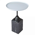 Кофейный столик с круглой столешницей и мраморным основанием Steel Reliability варинант исполнения - 2 | Loft Concept в Волгограде