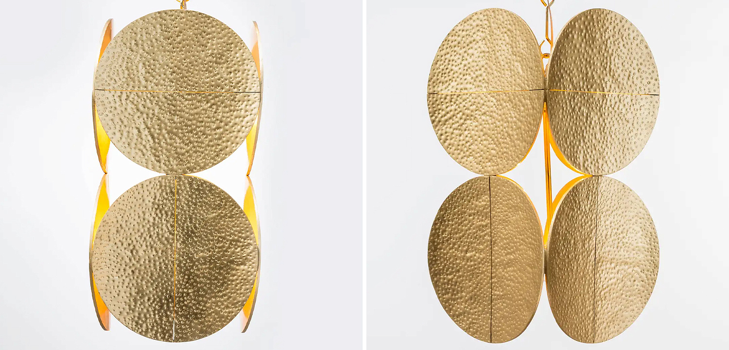 Светильник Shine by S.H.O HALO PENDANT - Modern Gold Leaf Chandelier with Brass Chain Светильник Shine by S.H.O HALO PENDANT - Modern Gold Leaf Chandelier with Brass Chain - Loft-Concept в Волгограде