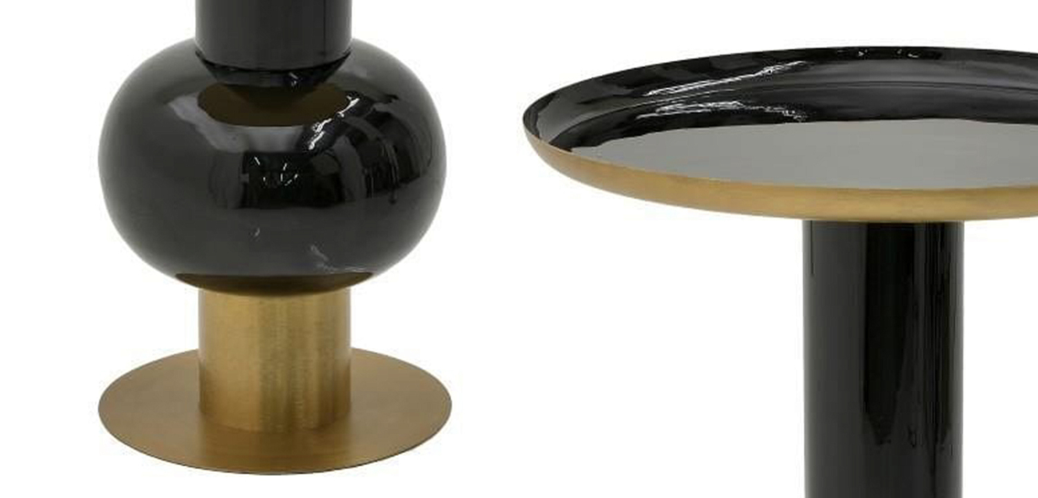 Круглый металлический приставной стол Calem Side Table Gold Black Круглый металлический приставной стол Calem Side Table Gold Black - Loft-Concept в Волгограде