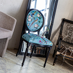 Стул из массива бука бирюзовый с изображением птиц и цветов Turquoise Chinoiserie Birds Garden Chair варинант исполнения - 7 | Loft Concept в Волгограде