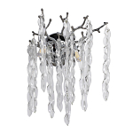 Бра цвета хром с ветвями и прозрачными стеклянными подвесками в виде вытянутых спиральных капель Droplet Chandelier варинант исполнения - 1 | Loft Concept в Волгограде