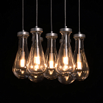 Люстра с 7-ю прозрачными плафонами из стекла в форме капли на круглом потолочном основании цвета хром Lucid Rain  варинант исполнения - 5 | Loft Concept в Волгограде