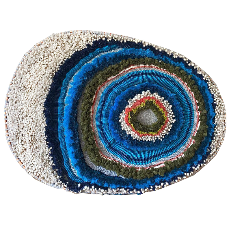 Дизайнерское вязаной Панно Синий круг Синий ivory ( слоновая кость ) в Волгограде | Loft Concept 