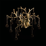 Бра в форме ветвей деревьев золотого цвета с прозрачными подвесками-каплями Droplet Bra варинант исполнения - 4 | Loft Concept в Волгограде